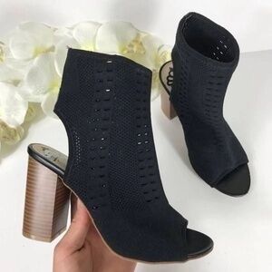Fergalicious By Fergie  Black Peep Toe Knit Heels